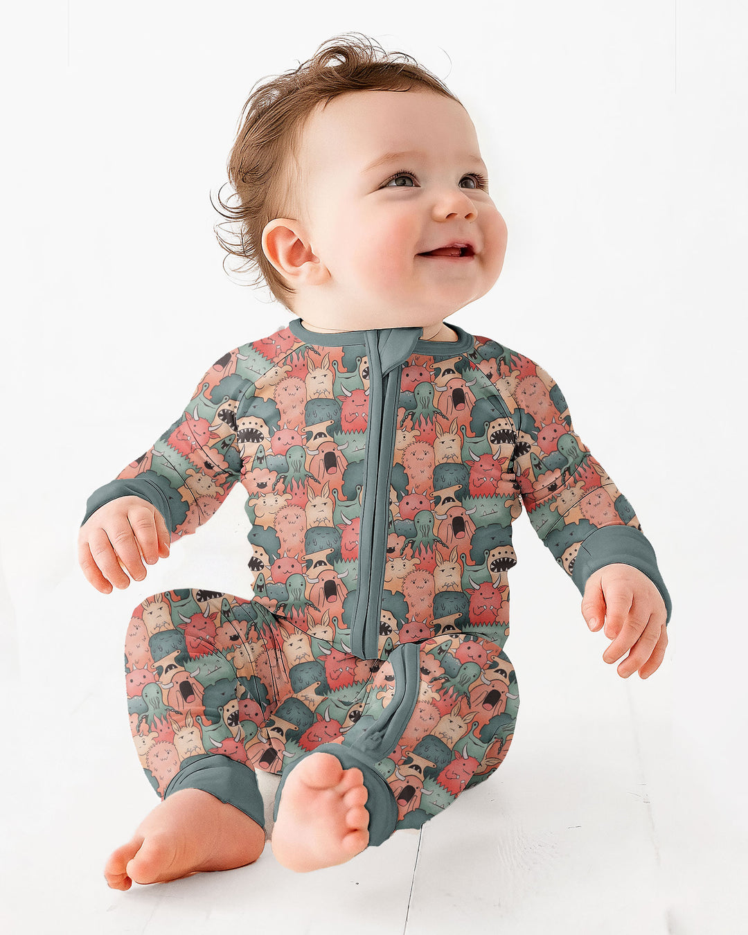Cute Monster Crowd Bamboo Convertible Zippy