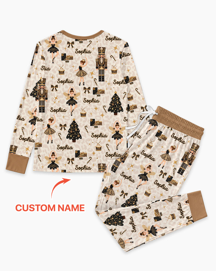 Custom Name Leopard Nutcracker Era Bamboo Women Pajama Set
