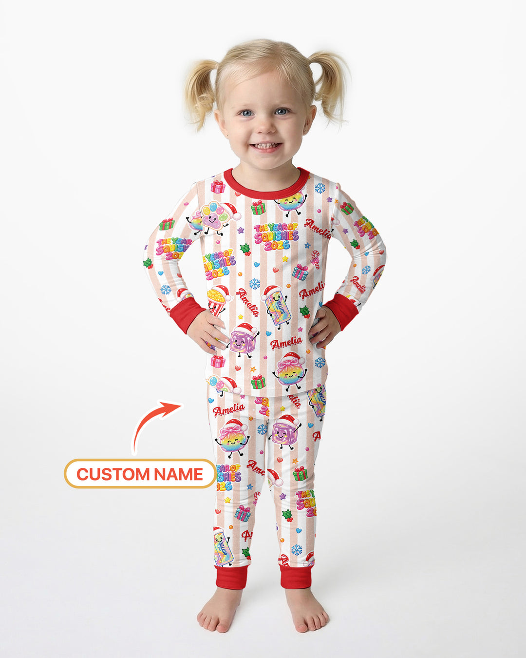 Custom Name The Year of Squishies 2026 Bamboo Two Piece Long Sleeve Pajama Set