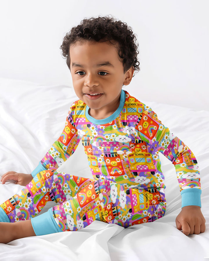 Zweiteiliges Langarm-Pyjama-Set mit Sommerfrüchten