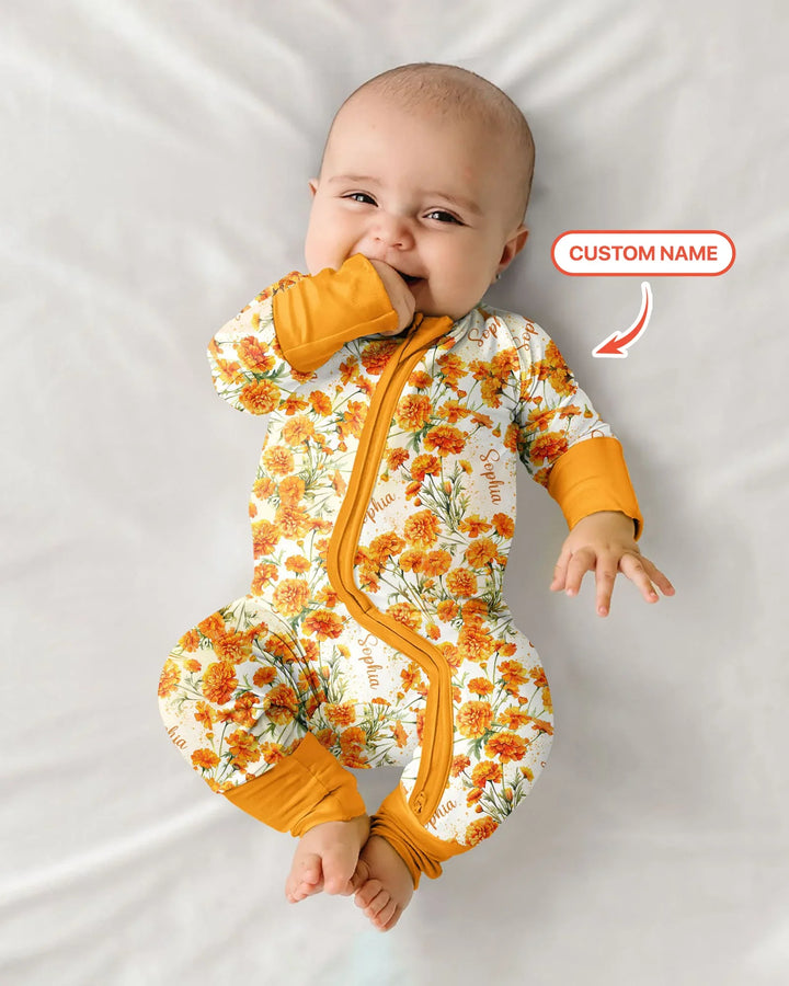 Custom Name Birth Month Flowers Bamboo Convertible Zippy