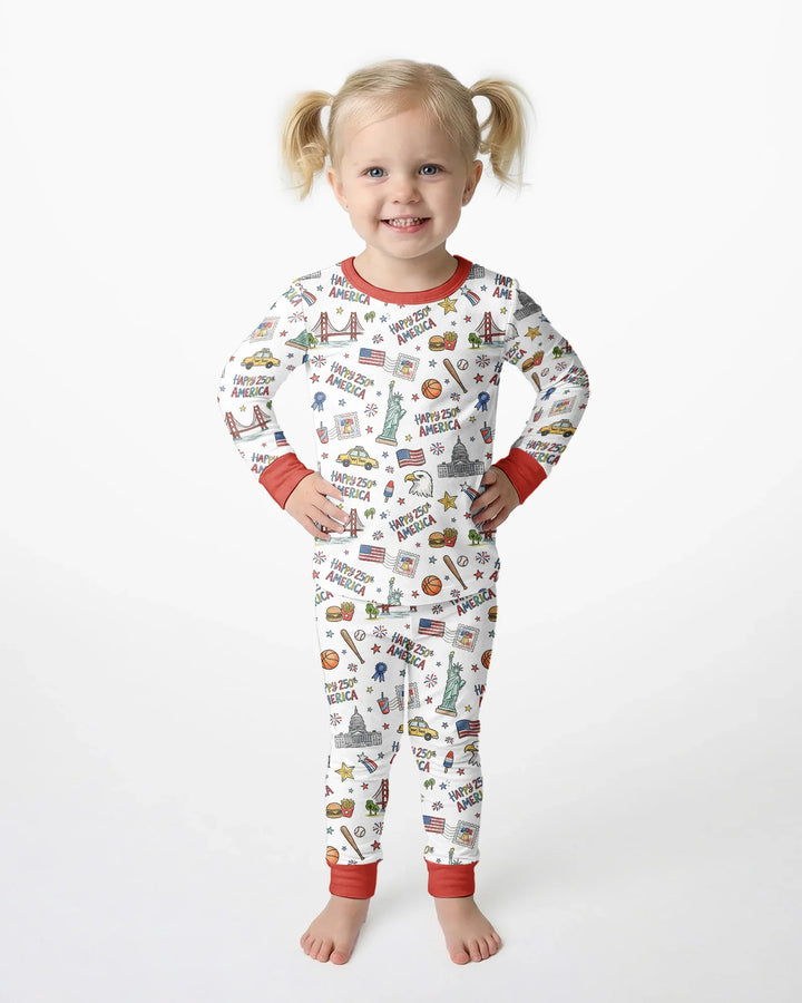 Zweiteiliges Langarm-Pyjama-Set mit Sommerfrüchten