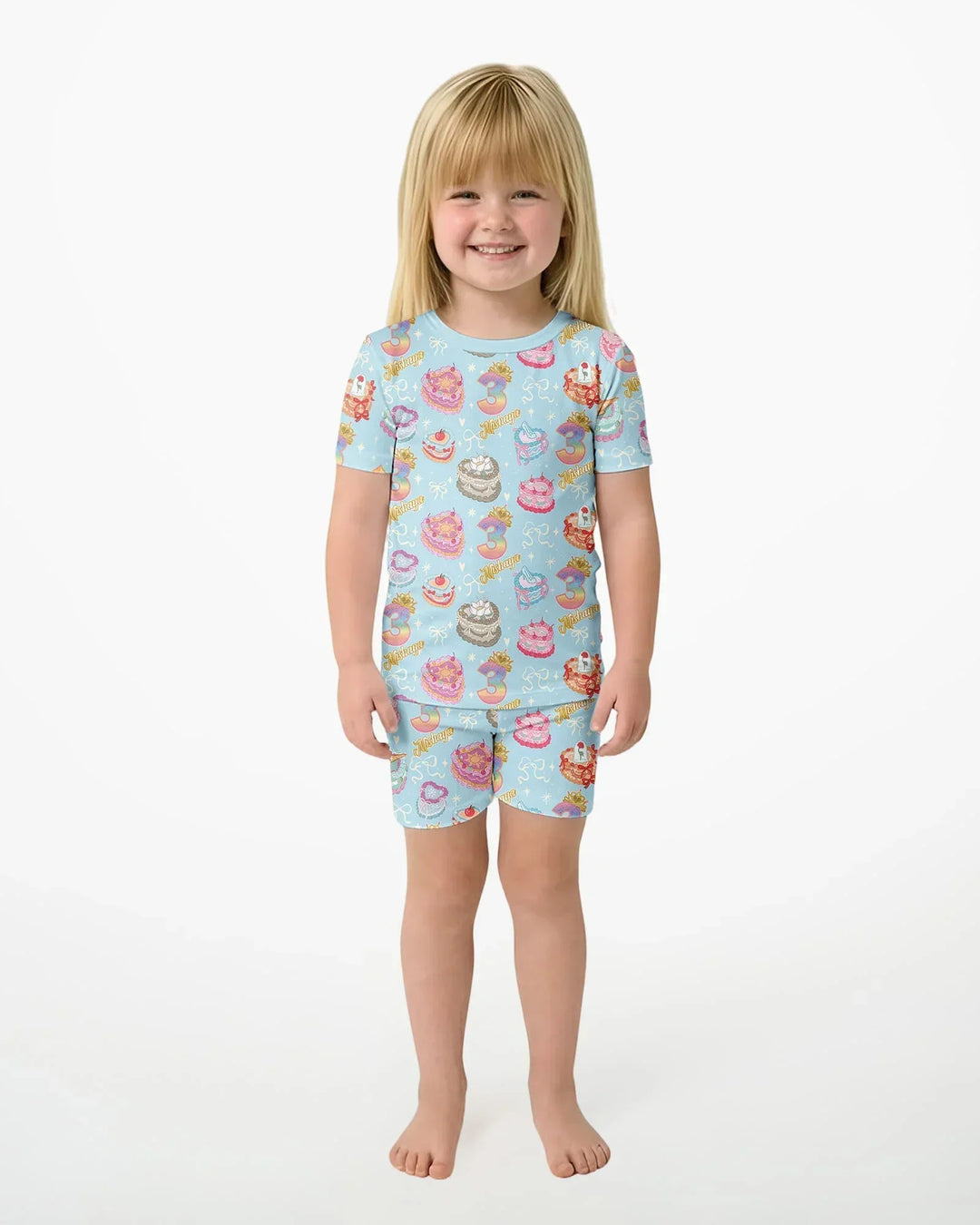 Zweiteiliges Pyjama-Set mit kurzen Ärmeln und Shorts im Sommer-Design