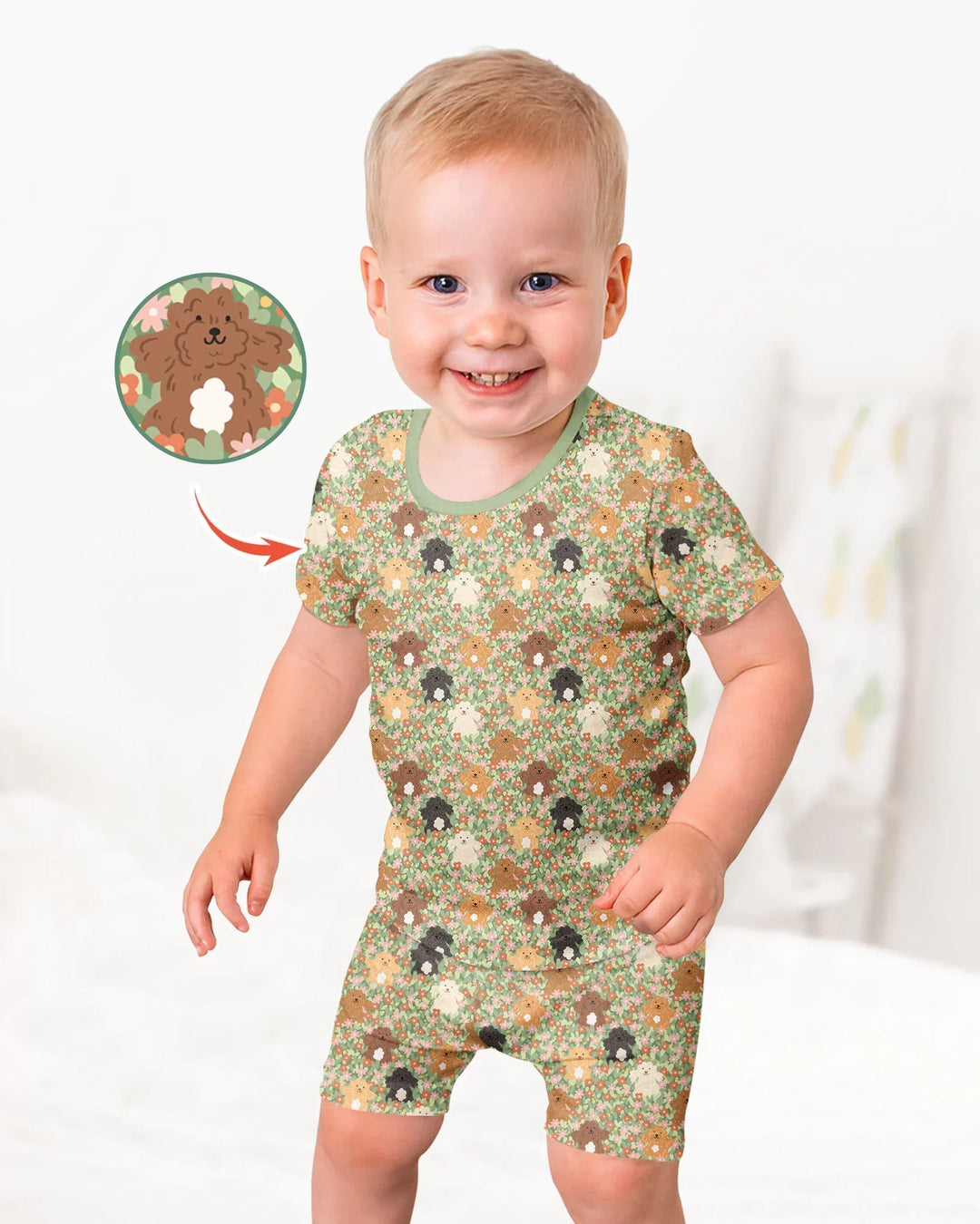 Template Zweiteiliges Pyjama-Set mit kurzen Ärmeln und Shorts