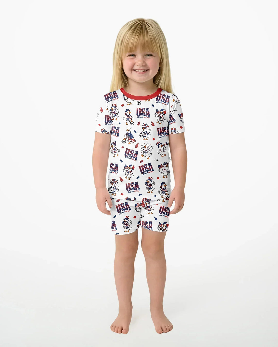 One Nation One Team Bamboo Two Piece Short Sleeve Shorts Pajama Set