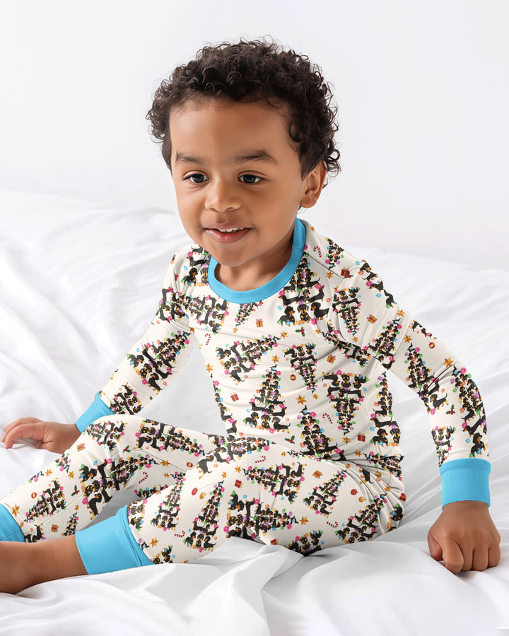 Doxie Christmas Tree Bamboo Two Piece Long Sleeve Pajama Set