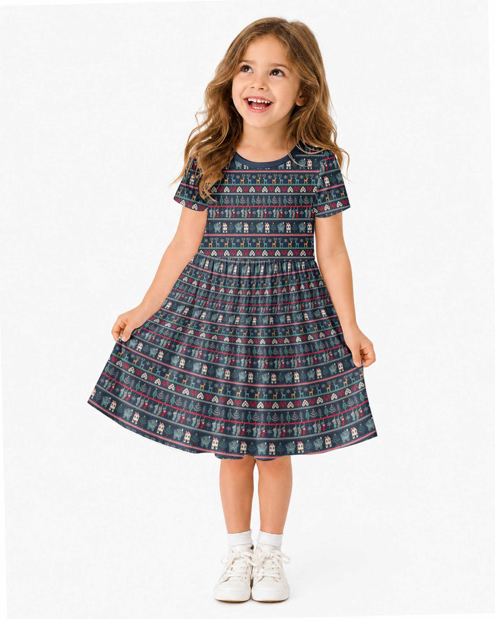 Vintage Nordic Christmas Bamboo Twirl Dress