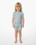 Floral Skull Bamboo Two Piece Short Sleeve Shorts Pajama Set