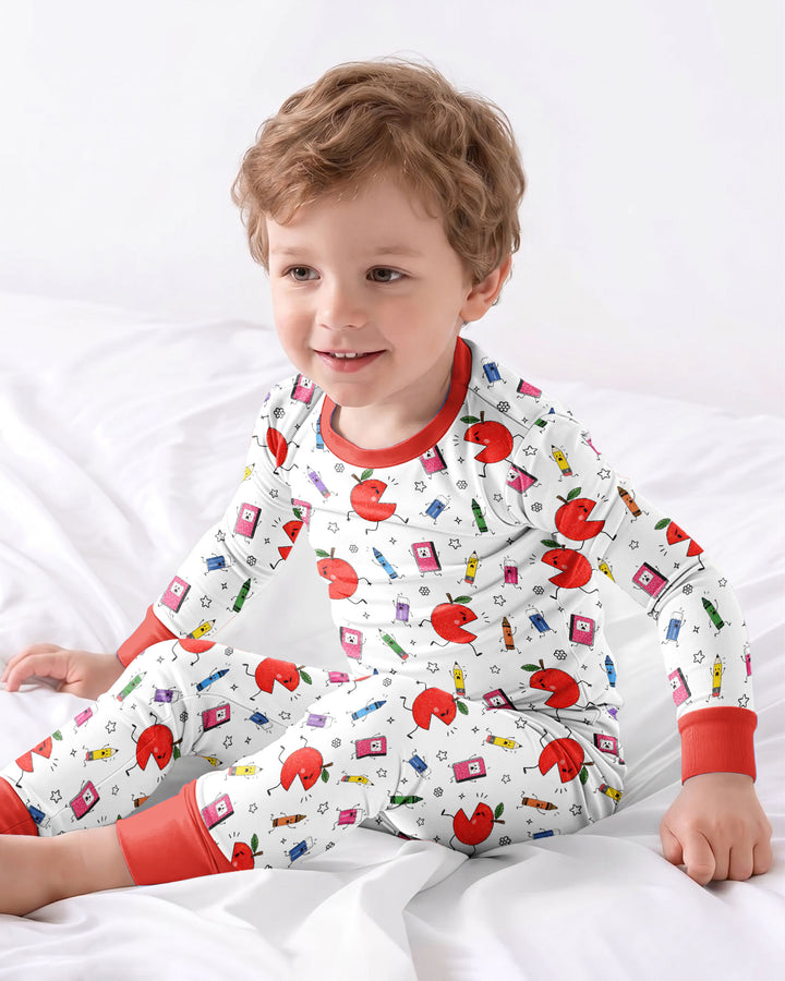 Zweiteiliges Langarm-Pyjama-Set mit Sommerfrüchten