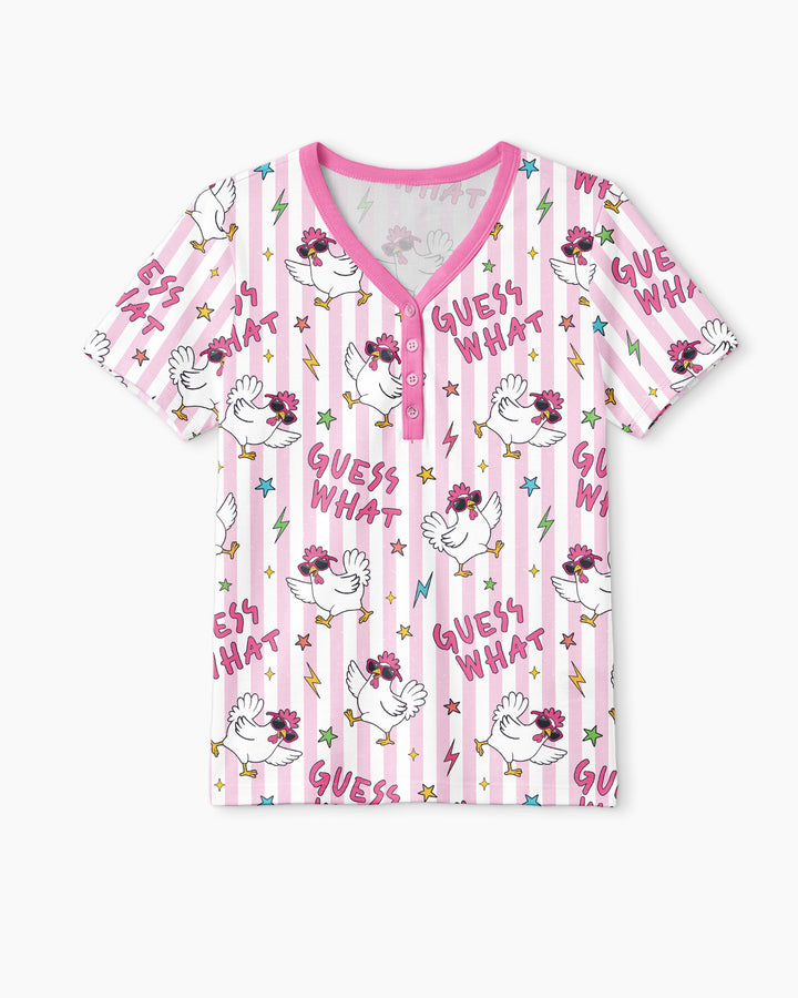 Guess What? Chicken Butt! Bamboo Women Short Sleeve Short Pajama Set