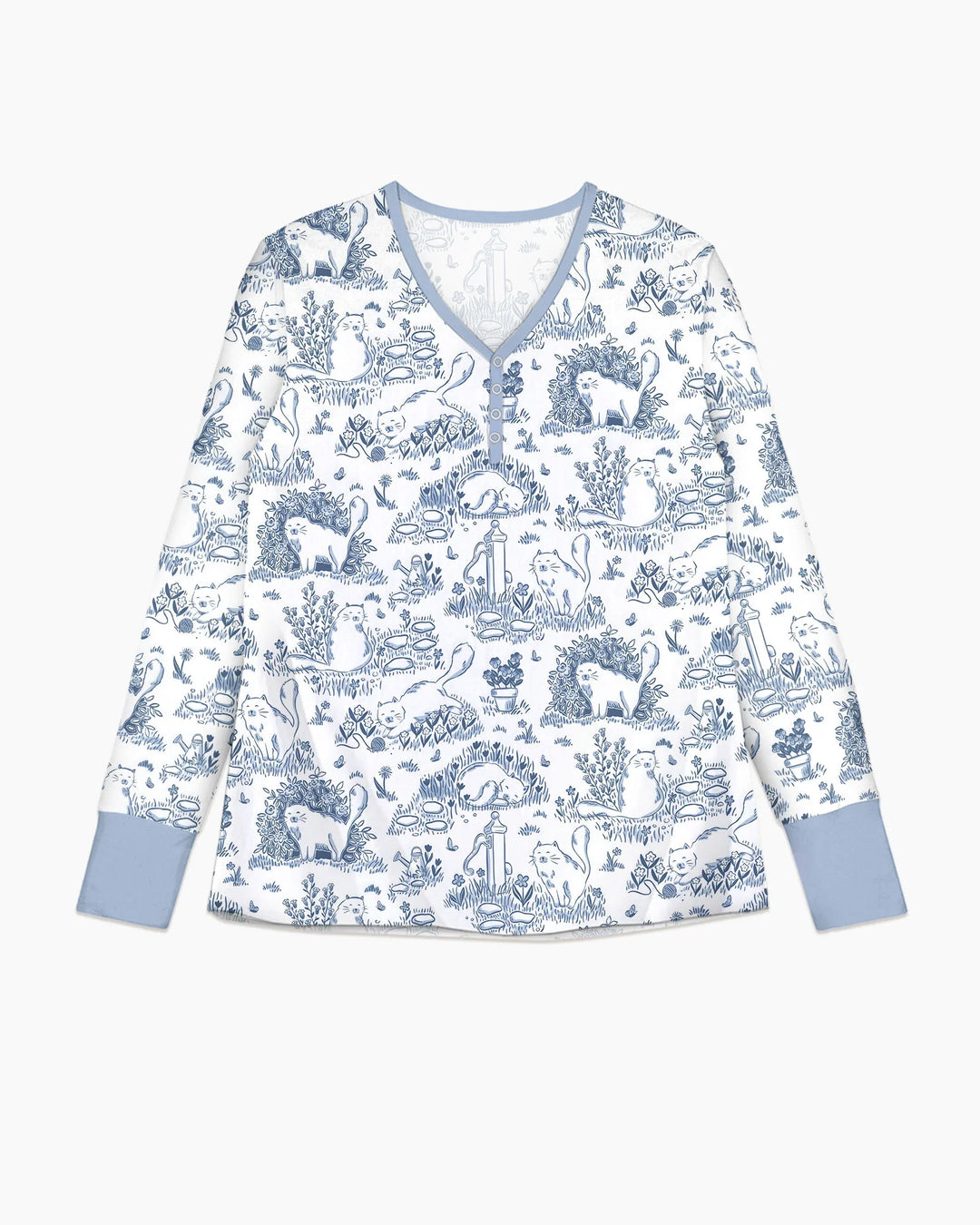 Toile Katzen Bambus Damen Schlafanzug Set