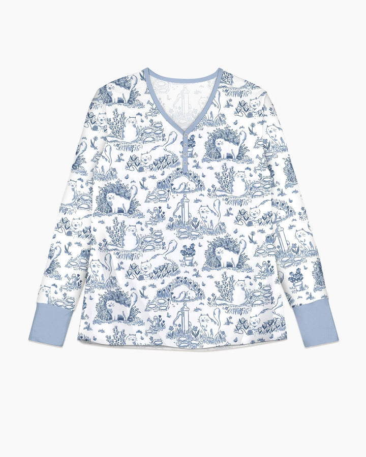 Toile Katzen Bambus Damen Schlafanzug Set