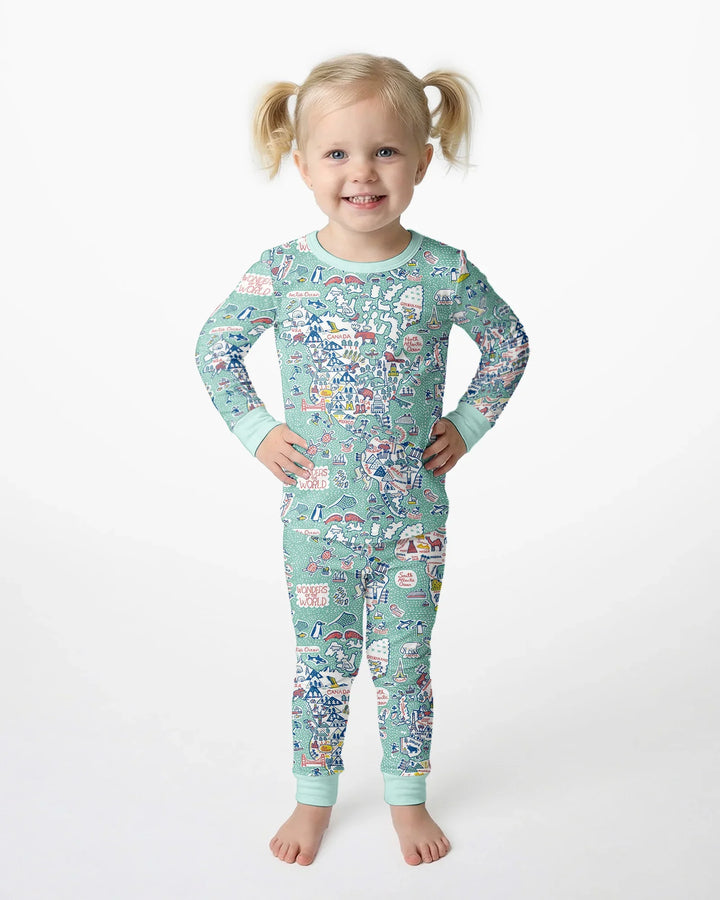 Zweiteiliges Langarm-Pyjama-Set mit Sommerfrüchten