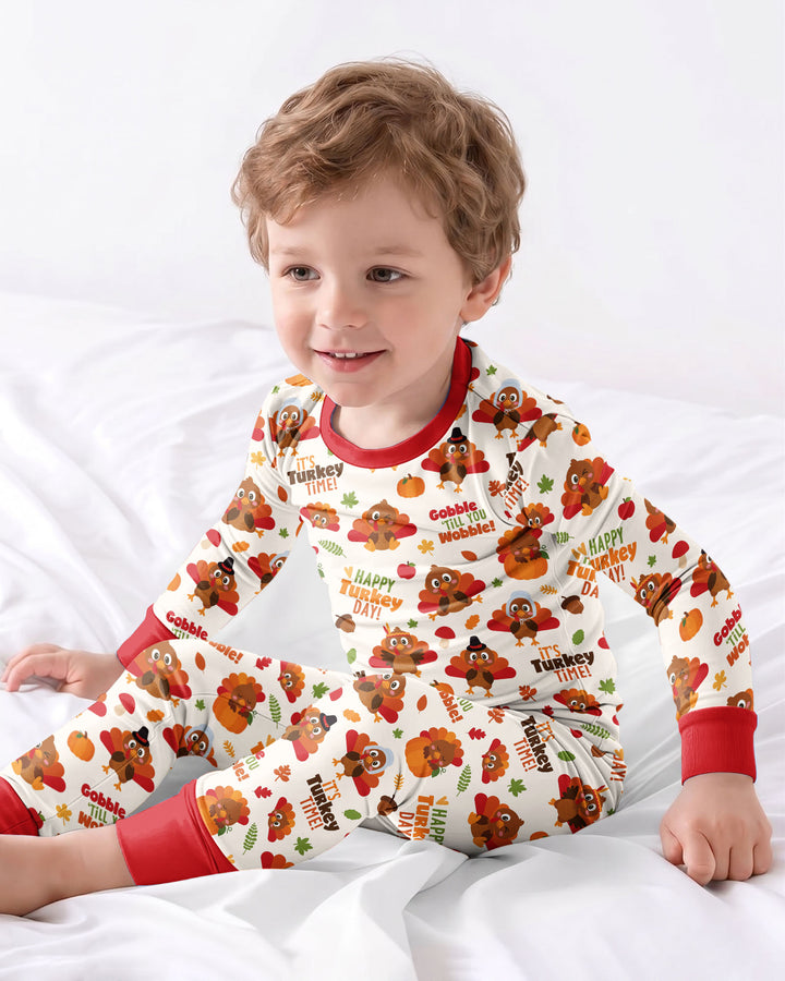 Happy Turkey Day Bamboo Two Piece Long Sleeve Pajama Set