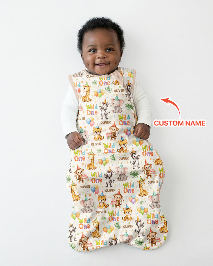Custom Name 1st Birthday Wild One Bamboo Sleep Bag