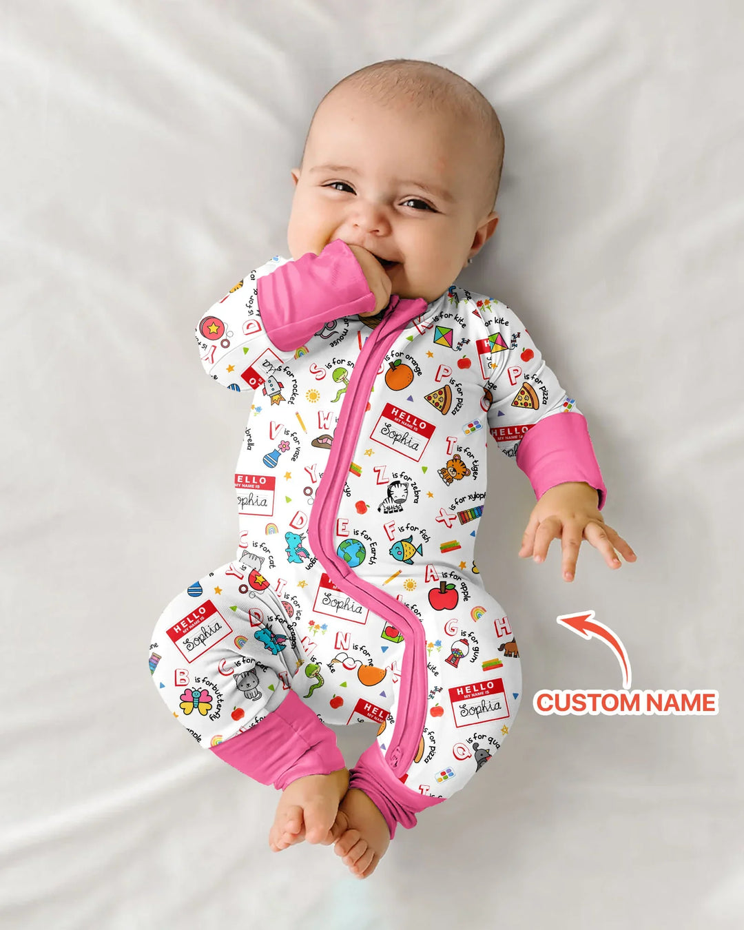 Custom Name Hello School ABCs Bamboo Convertible Zippy