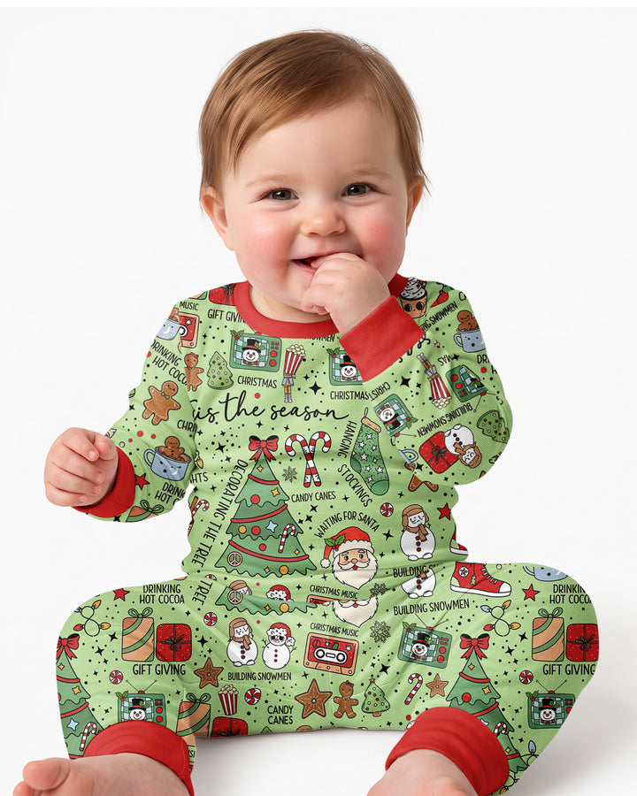 Christmas lights Bamboo Two Piece Long Sleeve Pajama Set
