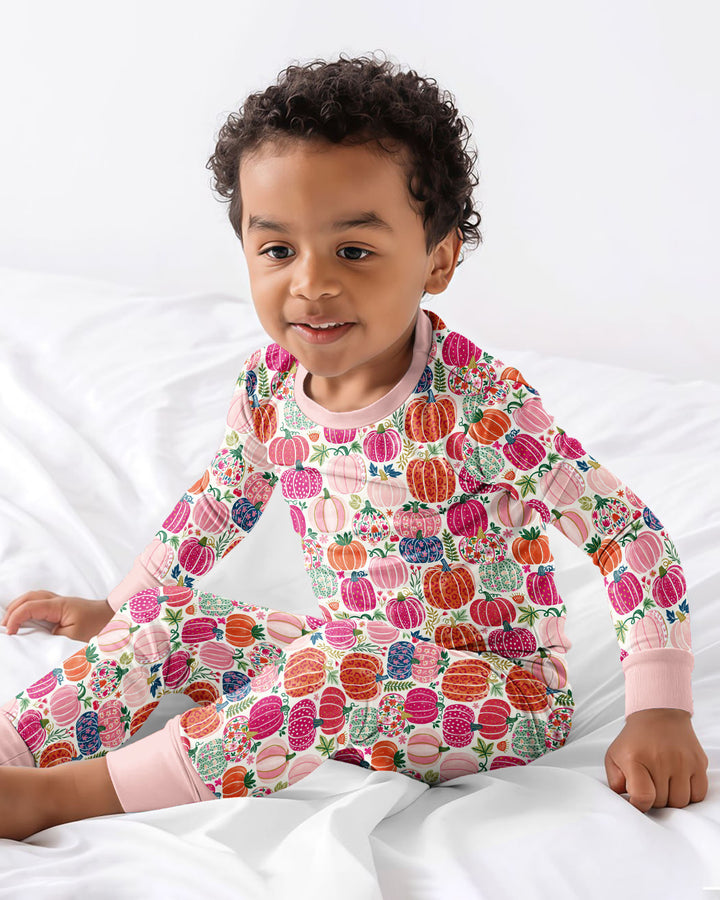 Zweiteiliges Langarm-Pyjama-Set mit Sommerfrüchten