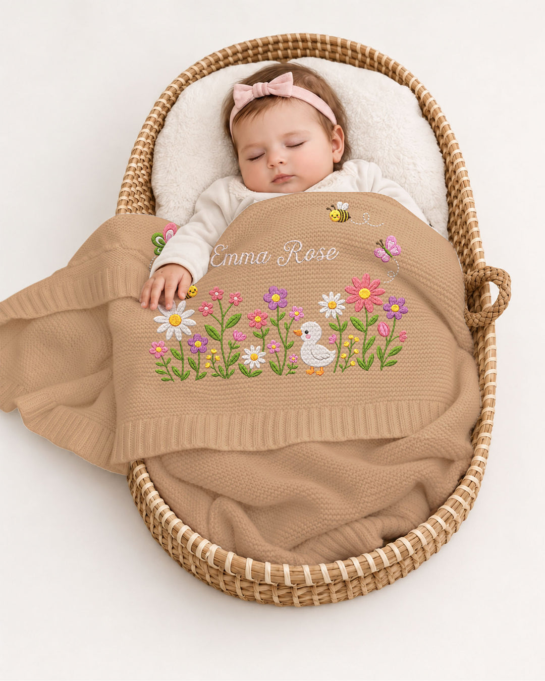 Lovely Floral Embroidered Baby Cotton Blanket