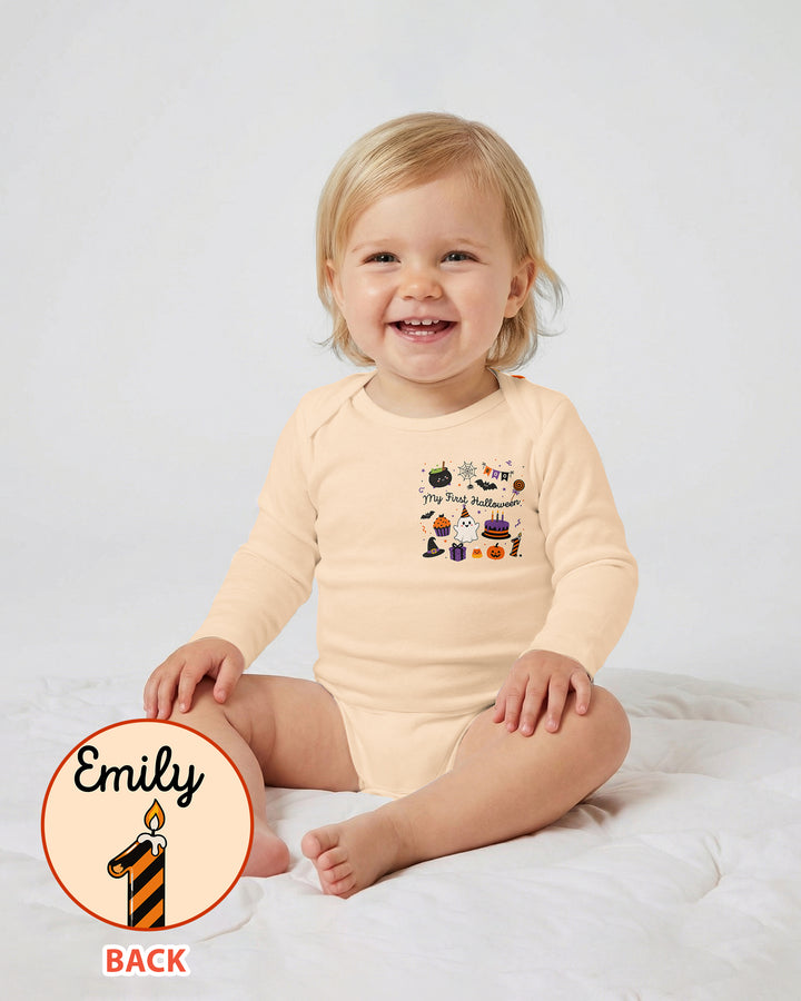 Personalized My First Halloween Pumpkin Bamboo Bodysuit