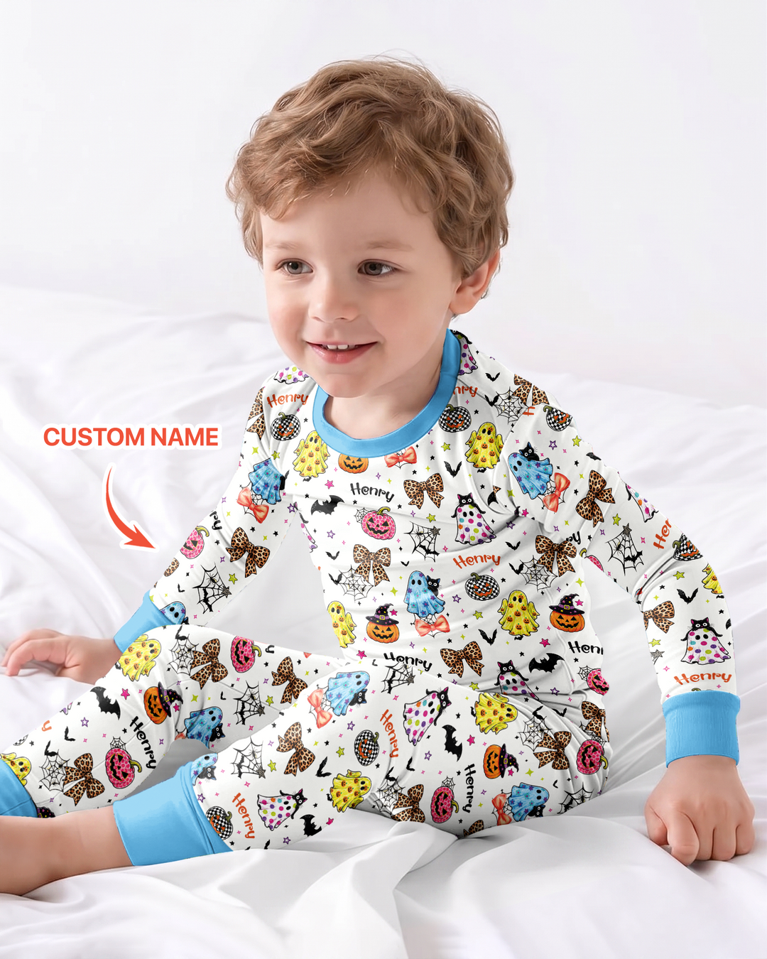 Custom Name Coquette Summerween Bamboo Two Piece Long Sleeve Pajama Set