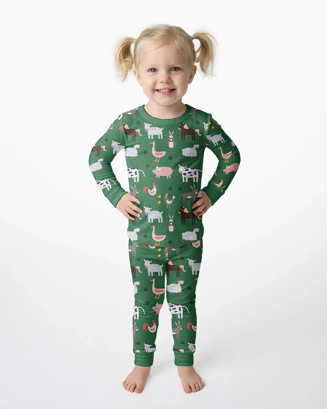 Grüne Nutztiere Bambus Zweiteiliger Pyjama