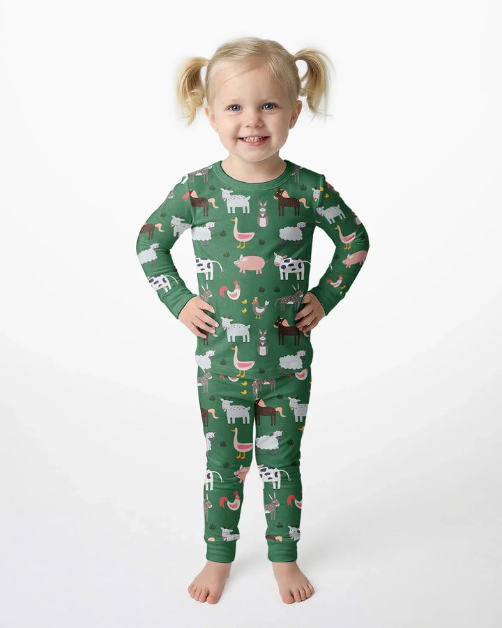Grüne Nutztiere Bambus Zweiteiliger Pyjama