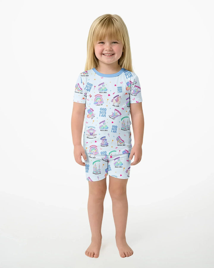 Zweiteiliges Pyjama-Set mit kurzen Ärmeln und Shorts im Sommer-Design