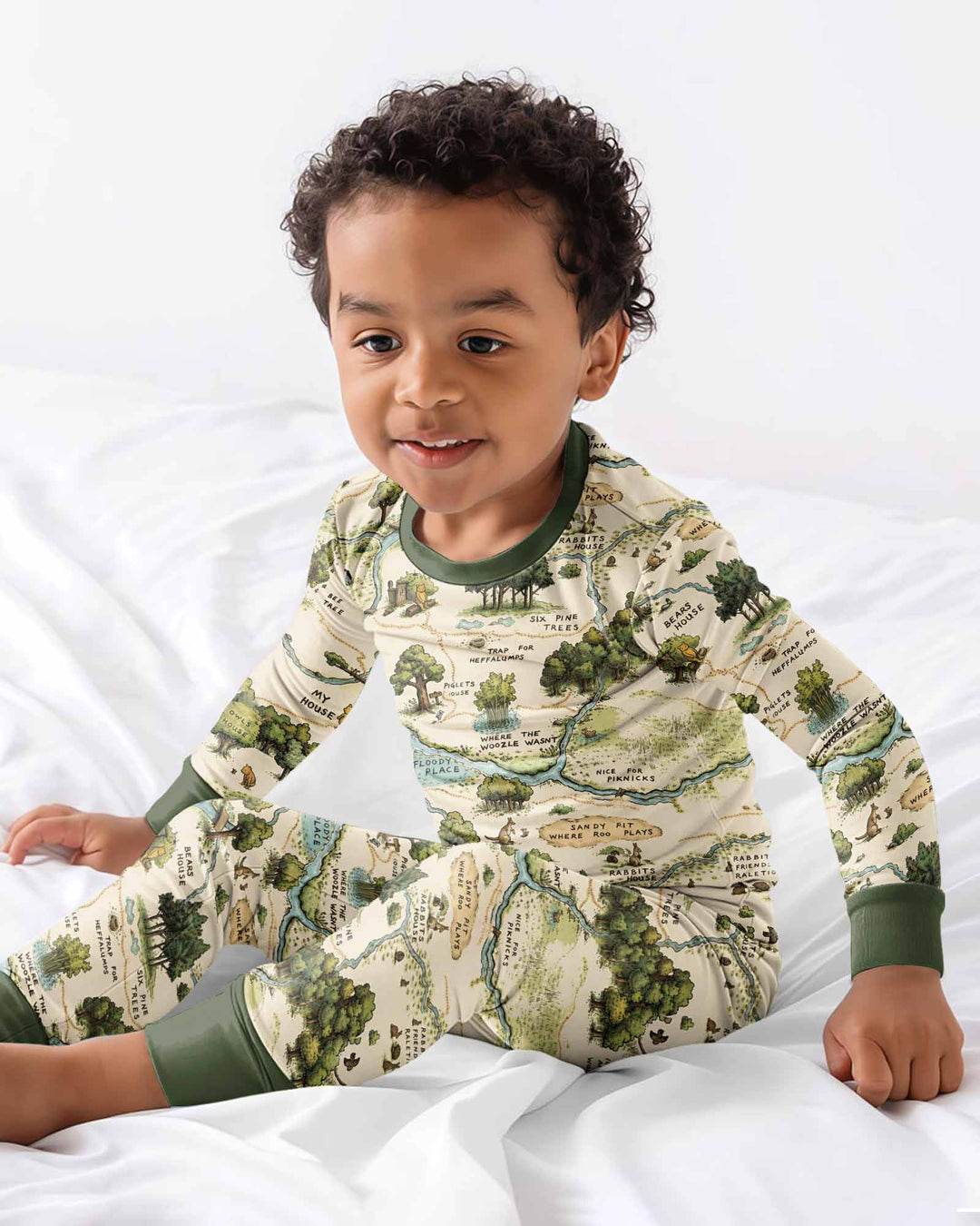 Classic Bear Maps Bamboo Two Piece Long Sleeve Pajama Set