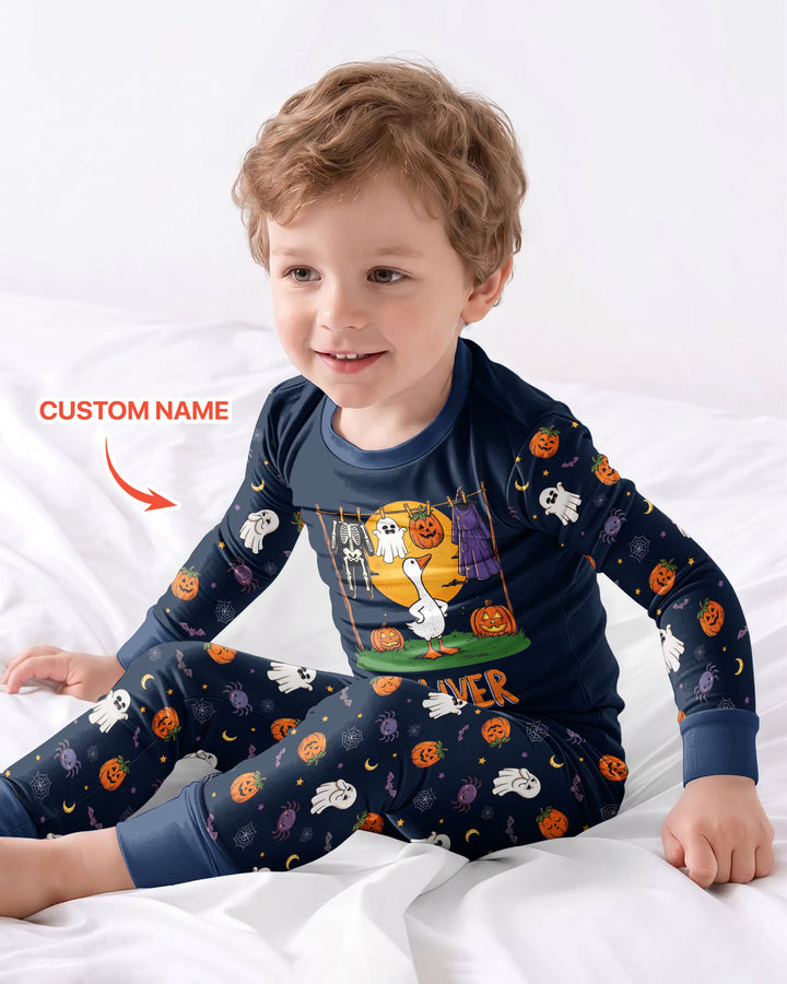 Custom Name Goose Halloween Costume Bamboo Two Piece Long Sleeve Pajama Set