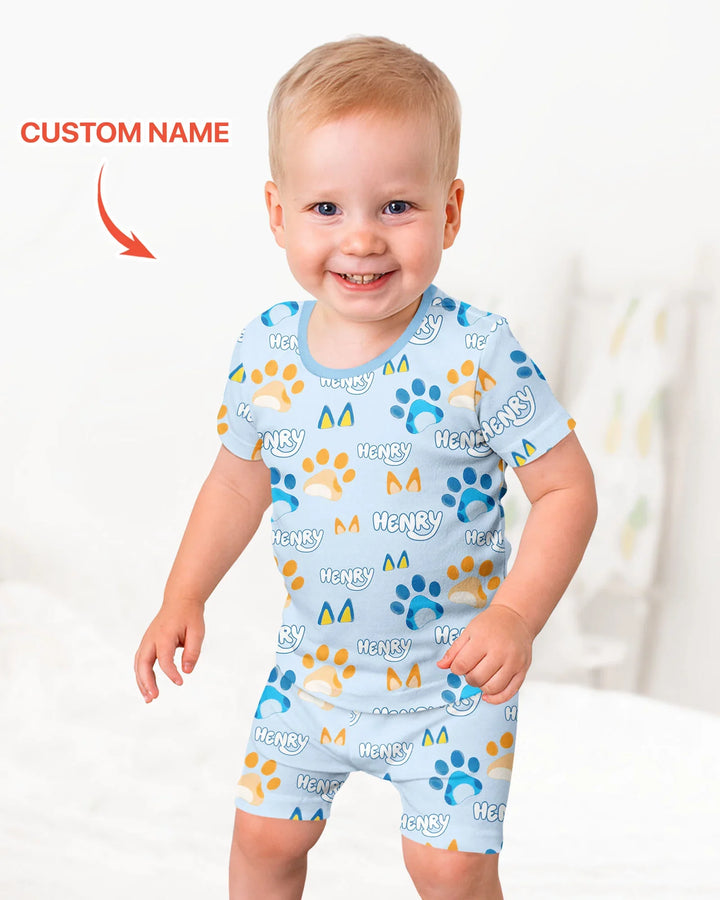 Zweiteiliges Pyjama-Set mit kurzen Ärmeln und Shorts im Sommer-Design