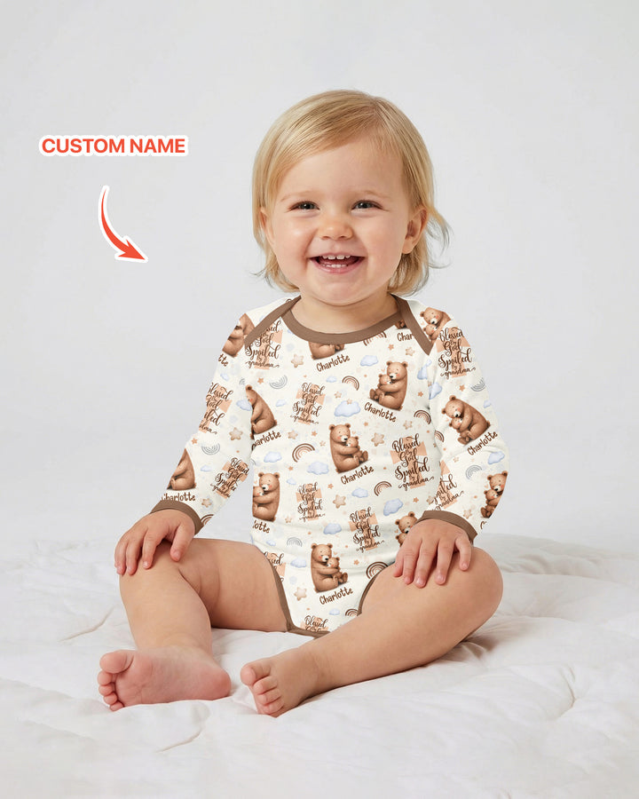 Custom Name Blessed By God Spoiled By Grandma Bamboo Bodysuit