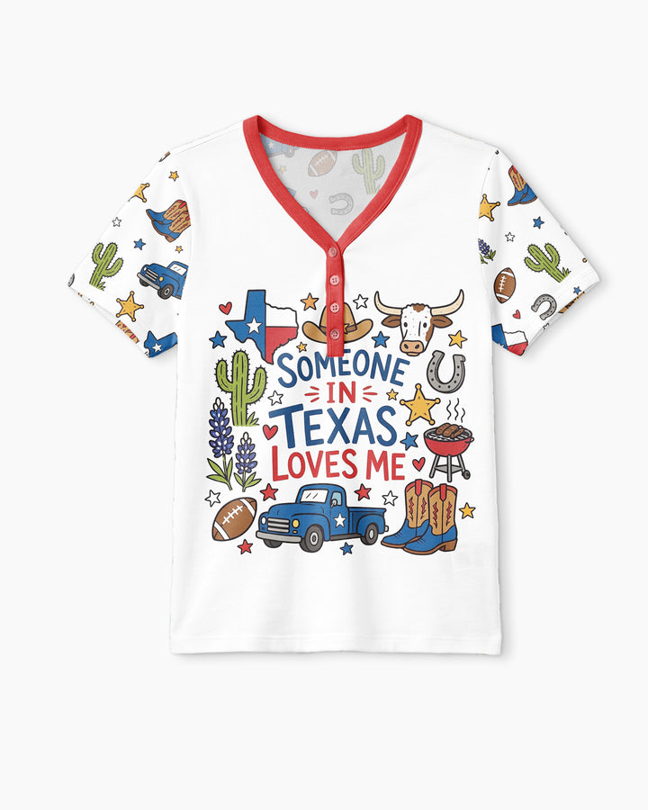 Someone in Texas Loves Me Bamboo Women Short Sleeve Short Pajama Set
