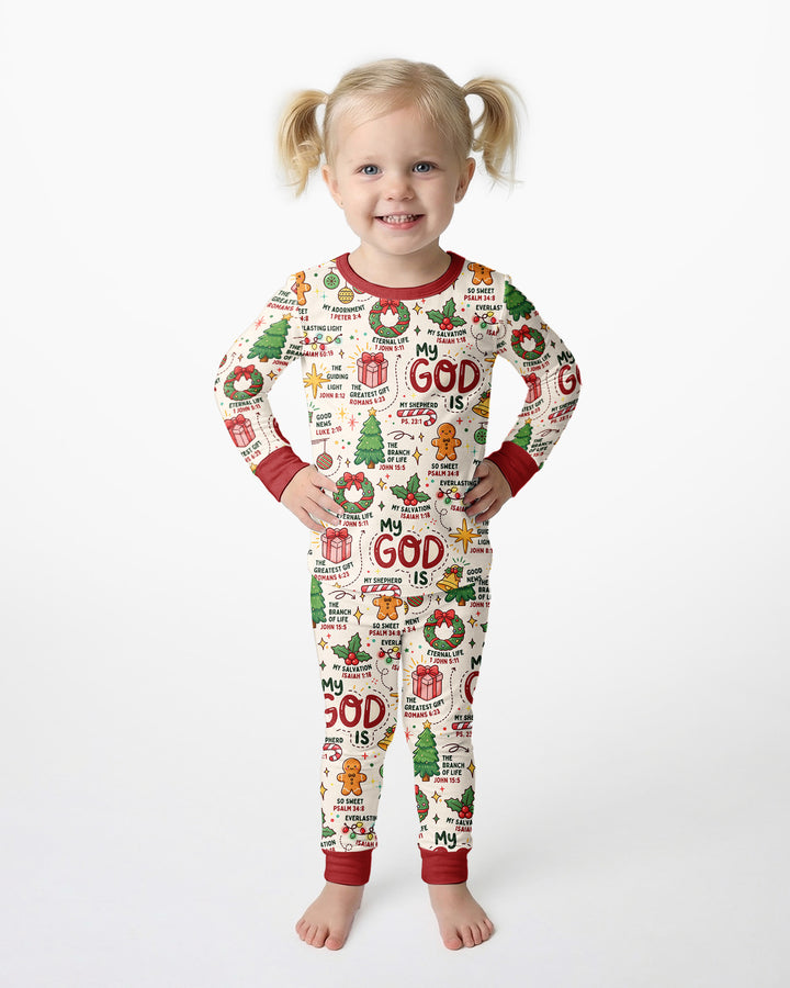 Christmas My God Is Bamboo Two Piece Long Sleeve Pajama Set
