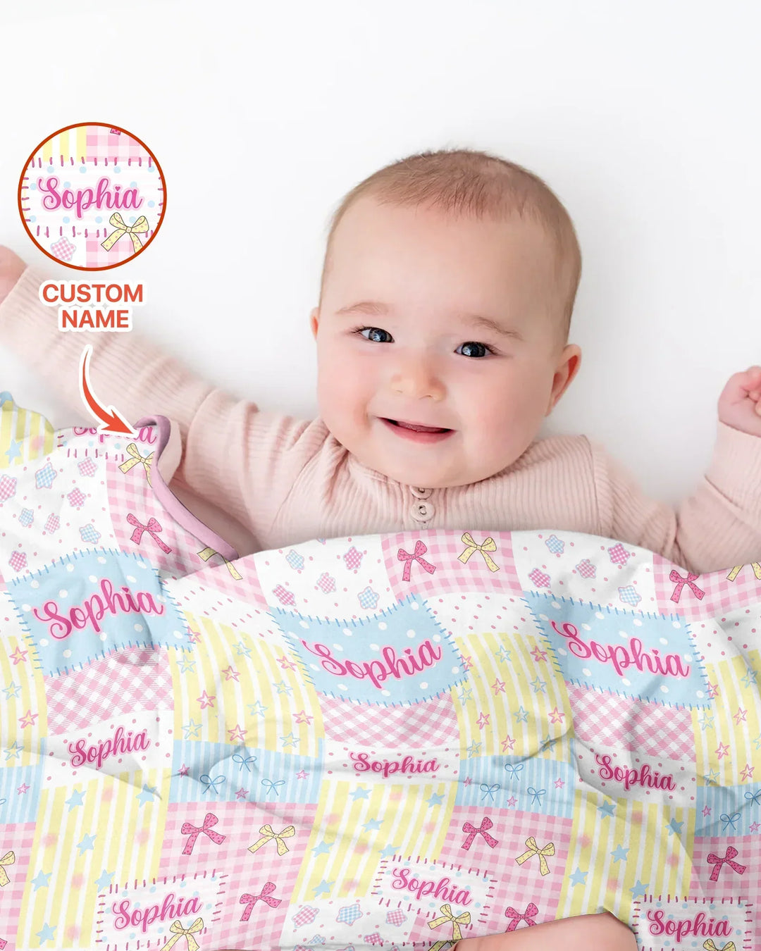 Custom Name Sweet Patchwork Bamboo Blanket