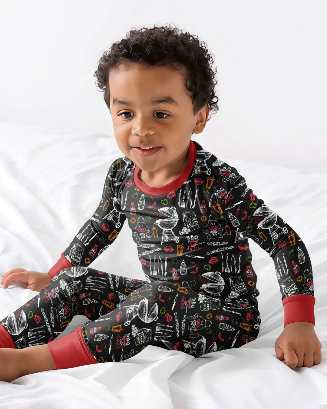 Zweiteiliges Langarm-Pyjama-Set mit Sommerfrüchten