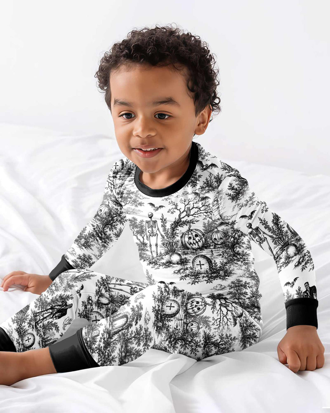 Spooky Halloween Toile Bamboo Two Piece Long Sleeve Pajama Set