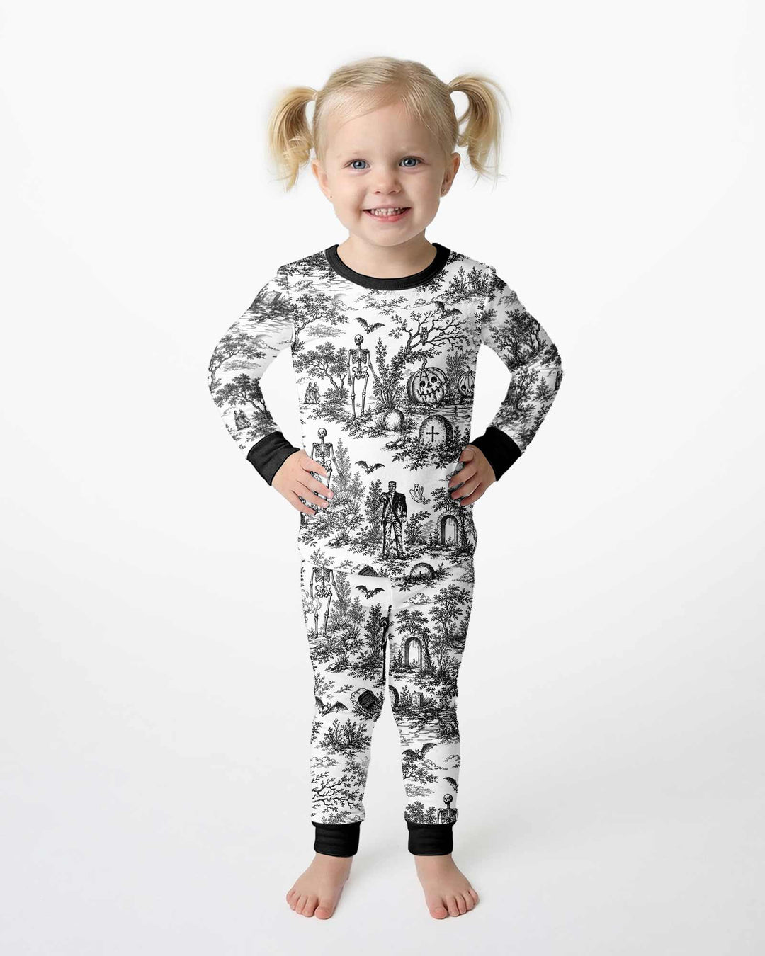 Spooky Halloween Toile Bamboo Two Piece Long Sleeve Pajama Set