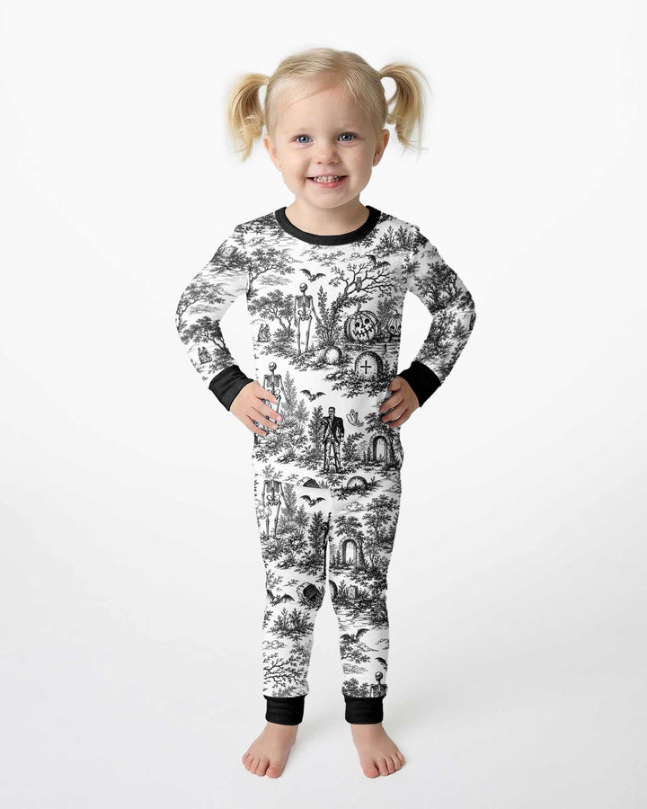 Spooky Halloween Toile Bamboo Two Piece Long Sleeve Pajama Set