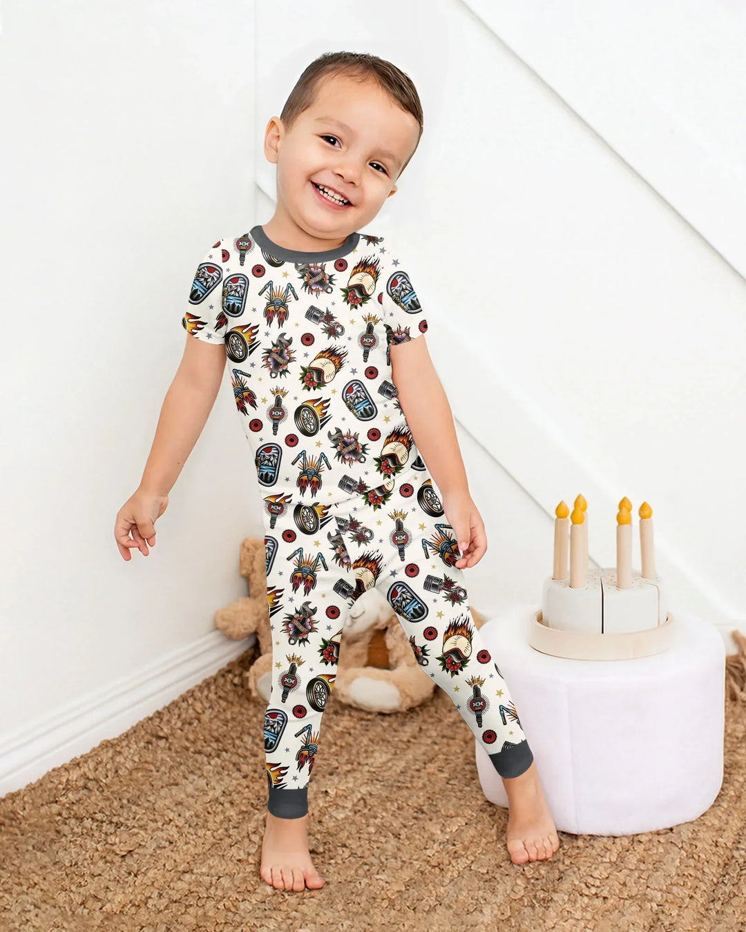 Zweiteiliges, kurzärmliges Pyjama-Set mit Marienkäfern