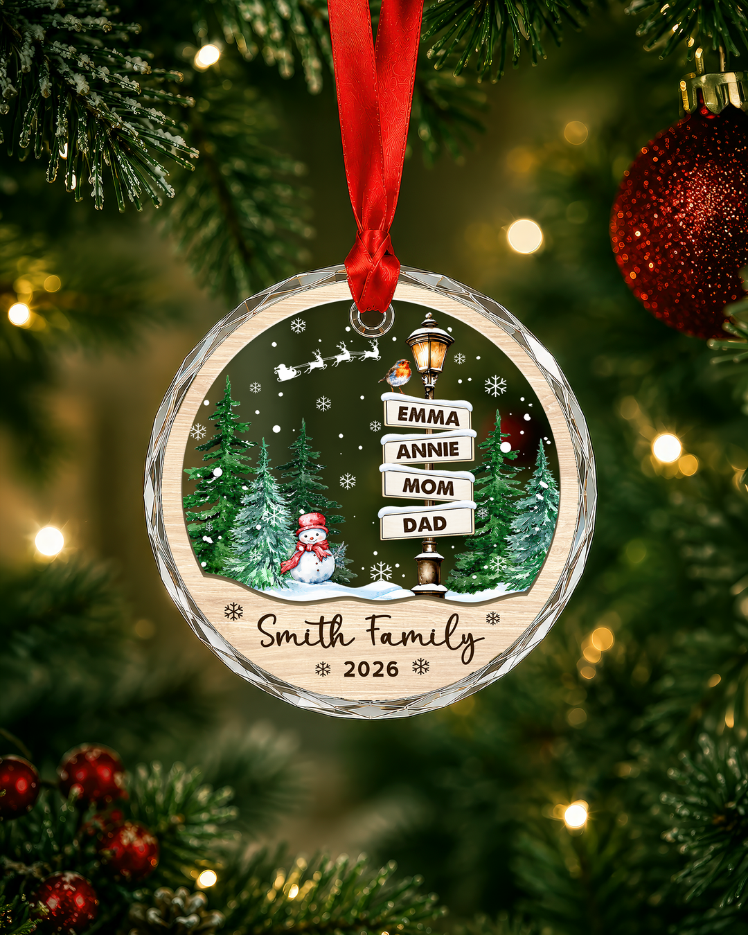 Family Where Begins And Love Never Ends Personalized Glass Ornament