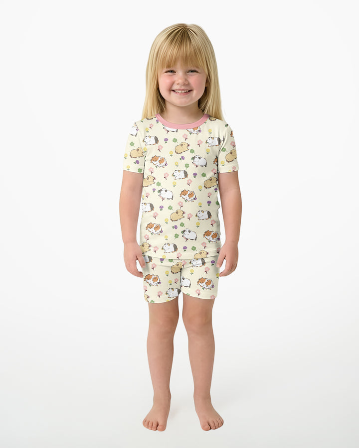 Guinea Pig Garden Bamboo Two Piece Short Sleeve Shorts Pajama Set