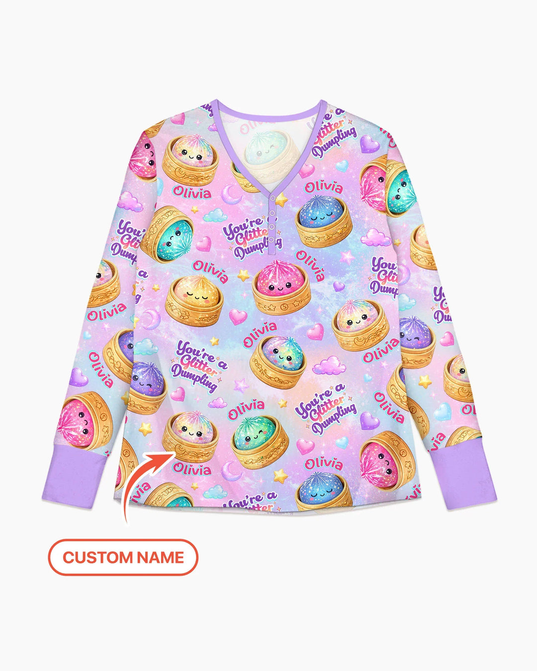 Custom Name You're A Glitter Dumpling Bamboo Women Pajama Set