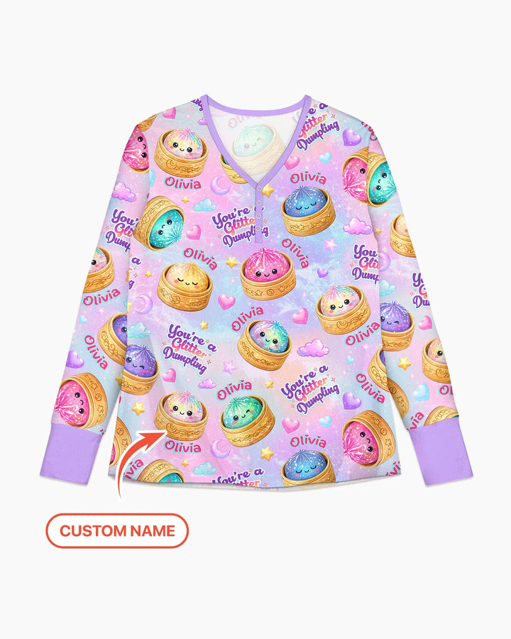 Custom Name You're A Glitter Dumpling Bamboo Women Pajama Set