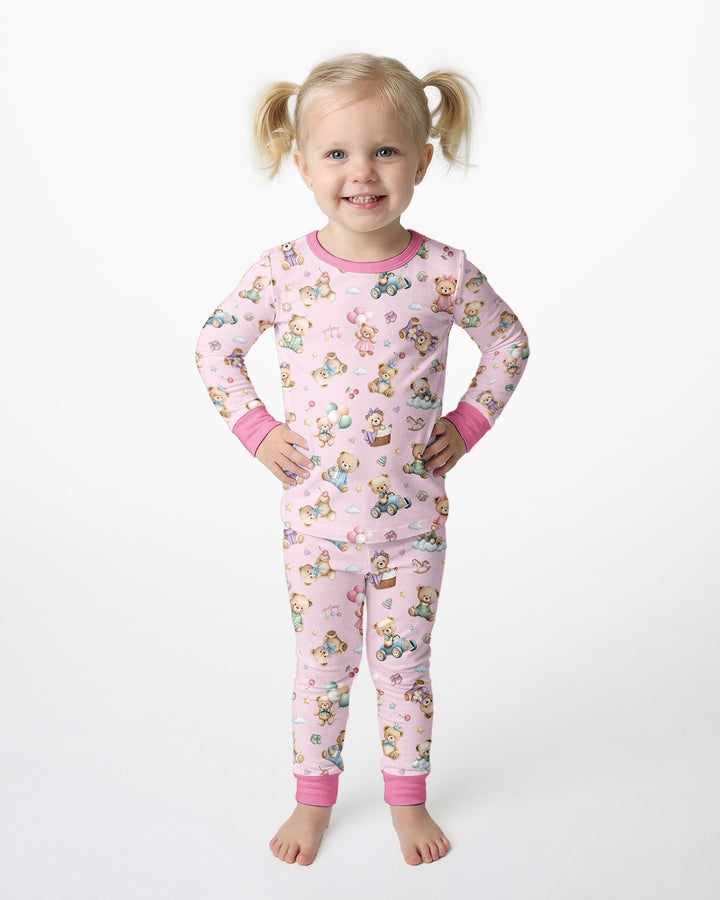 Kawaii Teddy Bamboo Two Piece Long Sleeve Pajama Set