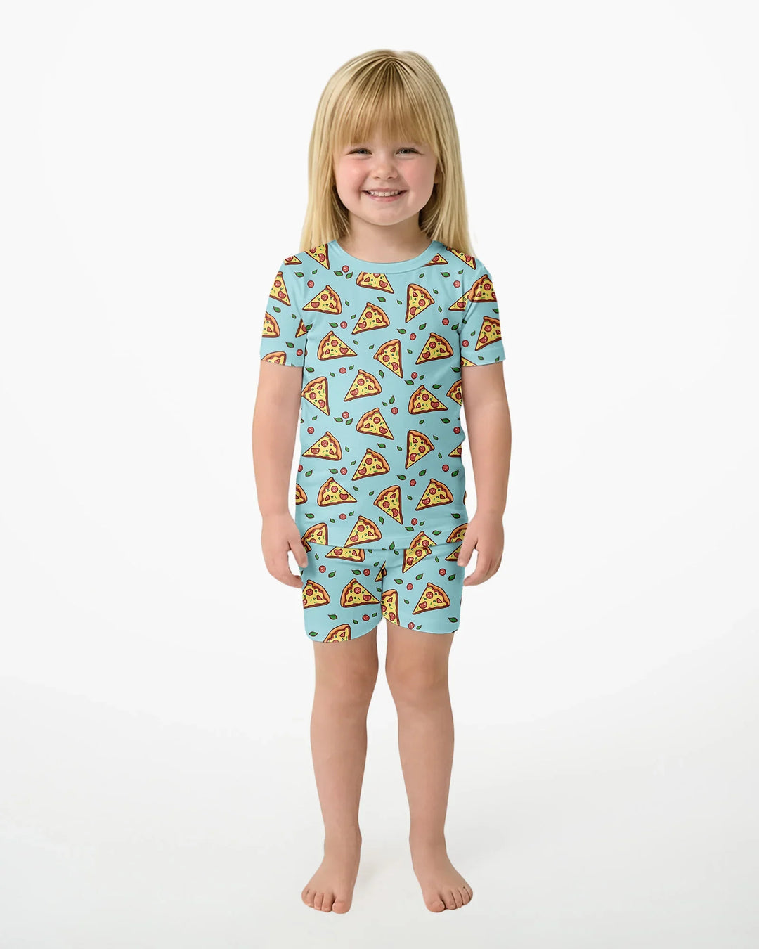 Pizza Doodle Bambus Zweiteiliges Kurzarm-Shorts-Pyjama-Set