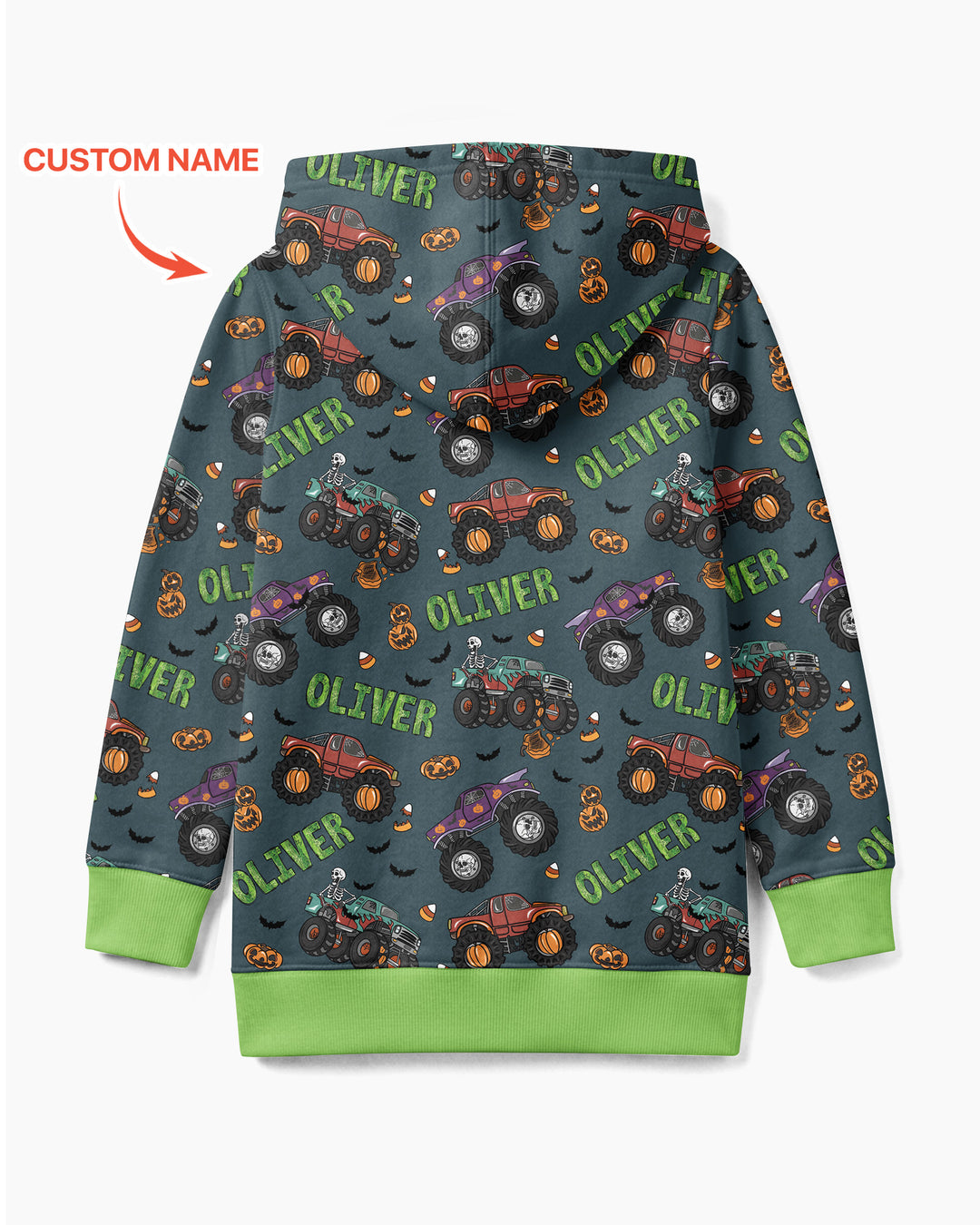 Custom Name Haunted Monster Trucks Bamboo Zip Hoodie