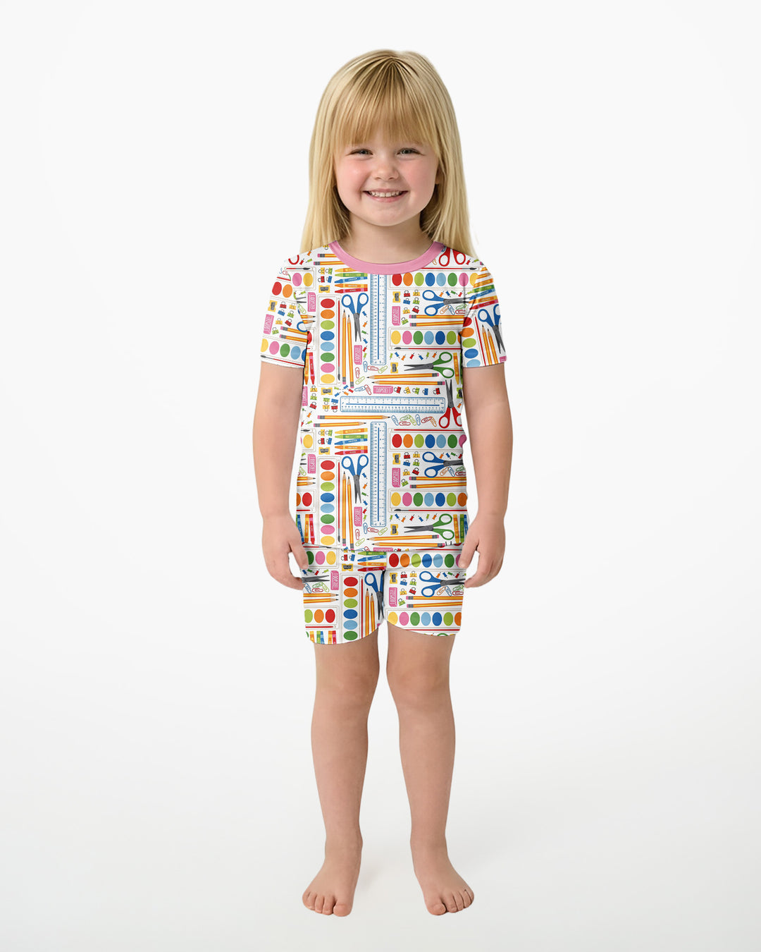 Template Zweiteiliges Pyjama-Set mit kurzen Ärmeln und Shorts