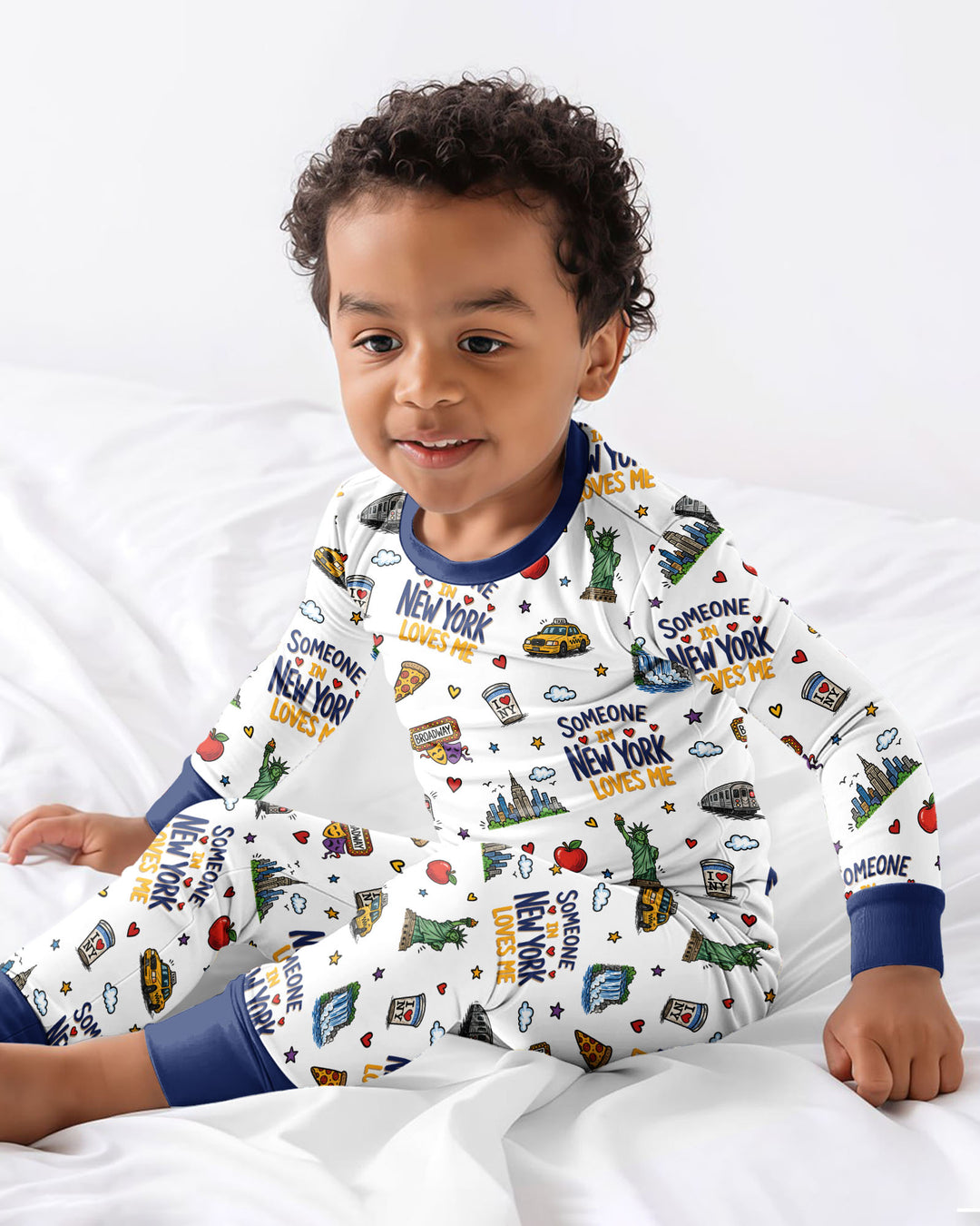 Someone in New York Loves Me Bamboo Two Piece Long Sleeve Pajama Set (P)