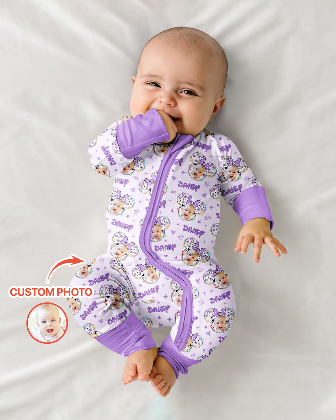Gerippte Babykleidung mit individuellem Foto - Weich &amp; Skizzenhaft